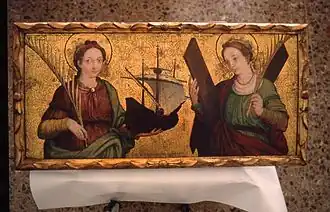 Святая Матрона (слева). Готический алтарь. Барселона, XVI век