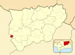 Расположение муниципалитета Сантьяго-де-Калатрава на карте провинции