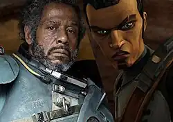 Форест Уитакер в роли Со Герреры в фильме «Изгой-один» (слева) и молодой Геррера в «Звёздных войнах: Войны клонов» (справа).