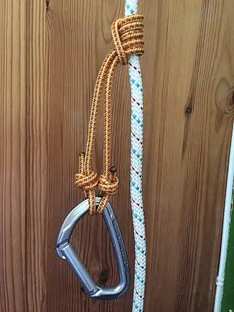 ШвабишАрбористский несимметричный схватывающий однонаправленный узел для подъёма по верёвке на дерево