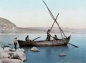Рыбаки на Галилейском море (цветная фотолитография, ок. 1900 года)