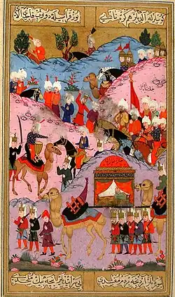 Умершего Осман-пашу переносят в паланкине, как живого (fol. 282)