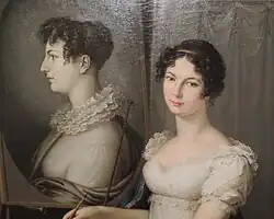 Автопортрет на фоне портрета матери (фрагмент)