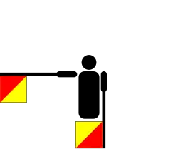 B в семафорной азбуке