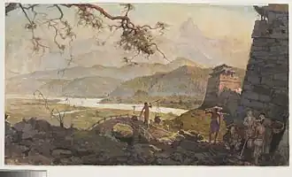 Л. С. Бакст. Эскиз декорации для балета «Ориенталии», 1910.