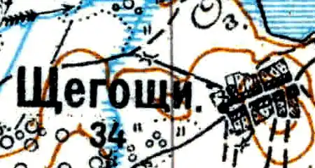 Деревня Щегоща на карте 1926 года