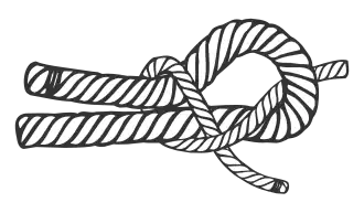 Разносторонний узел, который завязан нитями разного диаметра