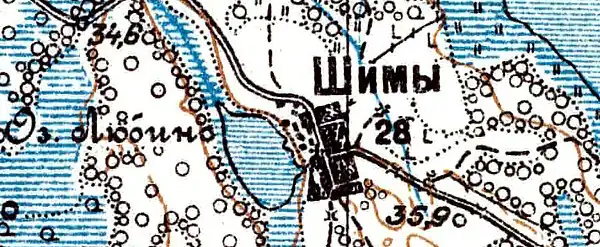 Деревня Шима карте 1926 года