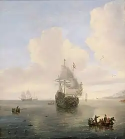 Шлюпки, спускаемые на берег с голландского торгового судна. Дерево, масло. Национальный морской музей, Гринвич