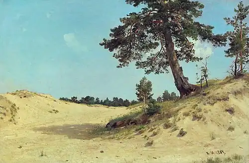 Сосна на песке.  И. И. Шишкин.  1884.