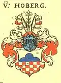 Герб рода фон Хоберг (Хохберг). Изображение из таблицы гербов рыцарских и дворянских родов Саксонского матрикула «Гербовника» Иоанна Зибмахера. Нюрнберг, 1605 год
