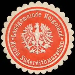 Облатка сельской общины Зюдердитмаршен красного цвета, тиснение, между 1850 и 1923 гг.