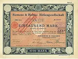 Акция компании Siemens & Halske , 1897