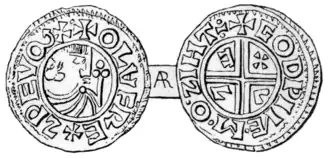 Монета Олафа Шётконунга,отчеканенная в Сигтуне.
