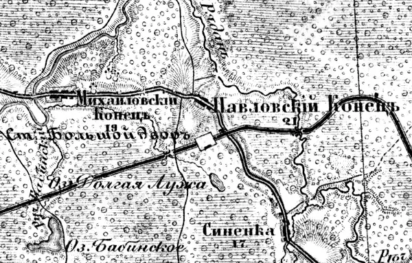 Деревня Синёнка на карте 1913 года