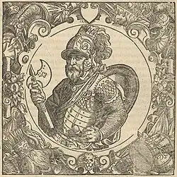 Скиргайло. Гравюра из издания «Описание Европейской Сарматии» Гваньини (1581), это же изображение использовано составителем и как портрет легендарного князя Крака