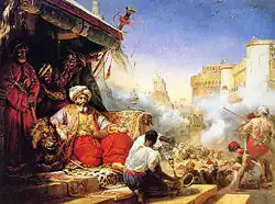 Магомет-Али наблюдает за истреблением мамлюкских беев в цитадели Каира.