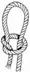 Бегущий простой узел; если ходовой конец верёвки вернуть в узел, получится развязывающийся бегущий простой узел