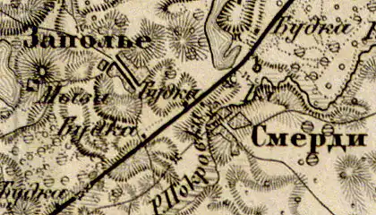 Деревня Смерди на карте 1863 года