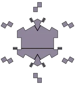 Геометрическое представление моноплитки. Чёрные линии используются для принуждения апериодичности.