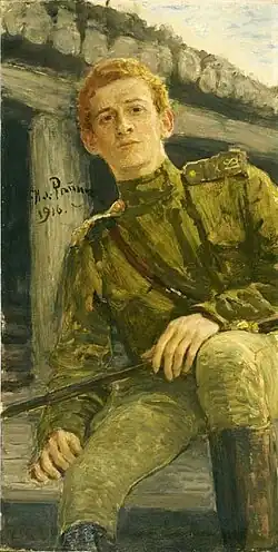И. Е. Репин. «Портрет военного» (1916).Для портрета позировал М. П. Оленин