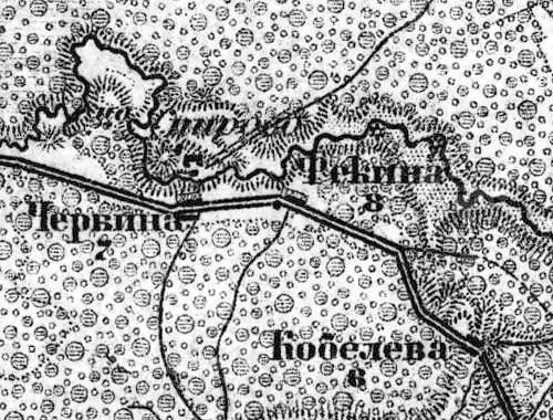 Деревня Спирово на карте 1917 года