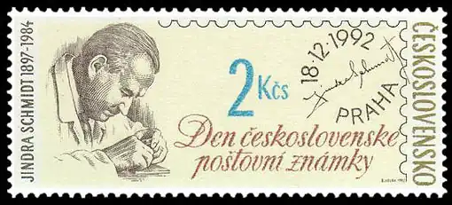 Почтовая марка Чехословакии с портретом И. Шмидта,1992 (Mi #3137)