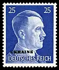 Надпечатанная марка с портретом Гитлера для рейхскомиссариата Украина, 1941 (Mi #13)
