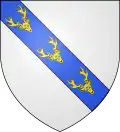 White shield with diagonal blue stripe