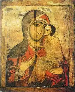 Богоматерь Умиление Старорусская. Начало XIII века. ГРМ.