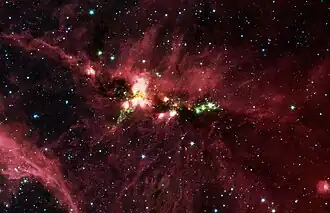 Молекулярное облако DR 21 в инфракрасном диапазоне