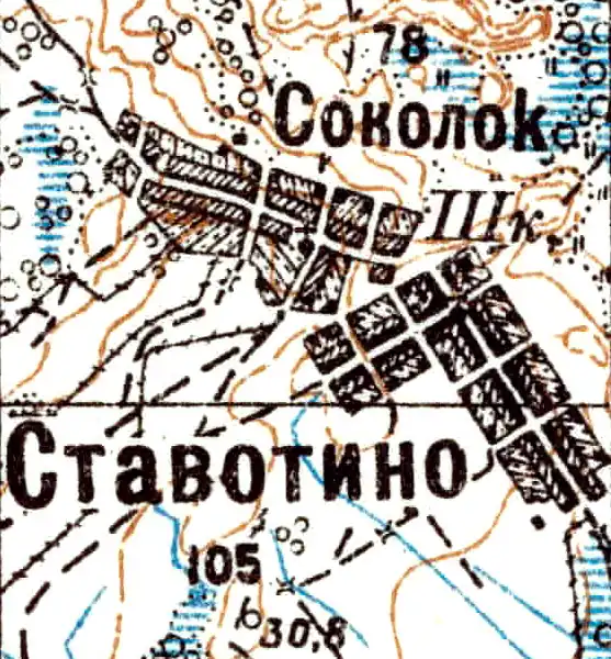 Деревня Ставотино карте 1926 года