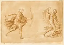 С. Мулинари. (По оригиналу Джулио Романо). Дафна, убегающая от Аполлона. 1780-е, б., офорт, акватинта