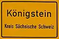 Уличный знак города Кёнигштайн - Округ Саксонская Швейцария