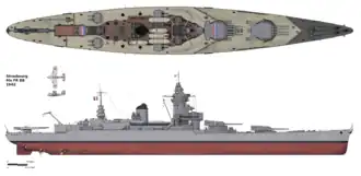 "Страсбург» после модернизации, завершённой в апреле 1942 года
