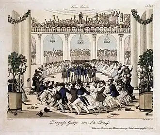 Медная гравюра «Великого галопа» Иоганна Штрауса (1839).