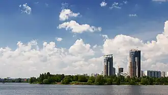 Вид на Строгино и башни Олимпия с севера