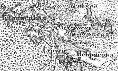 Деревня Калинецкое на карте 1913 года