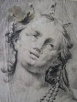 Святая Варвара. Эскиз. Бумага, итальянский карандаш