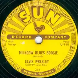 Обложка сингла Элвиса Пресли «Milkcow Blues Boogie» (1955)