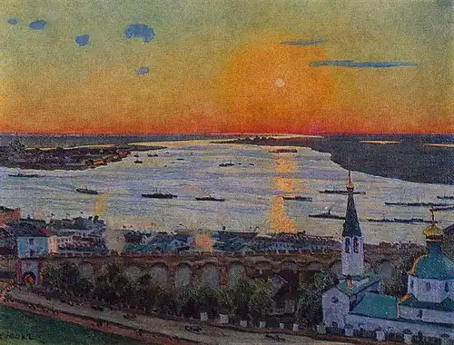На картине К. Ф. Юона «Закат на Волге» (1911)