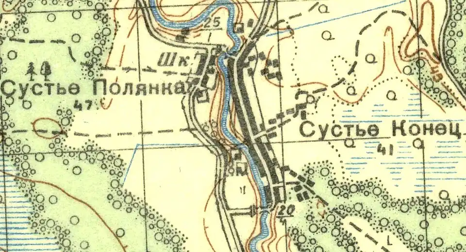 План деревни Сустье-Конец. 1937 год