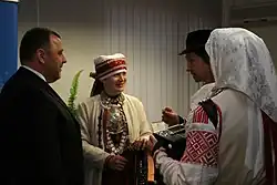 Яне Вабарна, правнучка Анне Вабарна, на приёме в Министерстве финансов,  2015 год