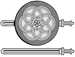 Рисунок Фатимидской версии Зульфикара в X веке; это самое раннее визуальное изображение в истории, высеченное на Баб ан-Насре, одних из ворот Каира