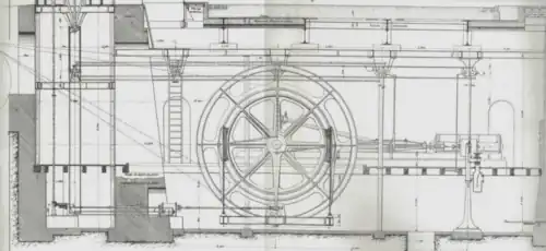 Эскиз машинного отделения с паровой машиной
