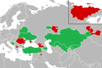 Цветная карта стран-участниц Тюрквидения 2013