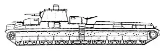 Проект танка Т-42 (рисунок, вид с левого борта). 1932 год.