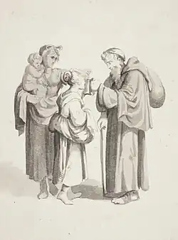 Две женщины подают деньги нищенствующему монаху, Тартуский художественный музей