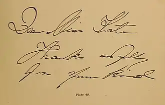 Фрагмент рукописи, который, согласно графологическому анализу, якобы демонстрирует «легкомыслие» и «тривиальность автора» (книга «Talks On Graphology: The Art Of Knowing Character Through Handwriting», 1892 год)