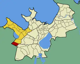 Микрорайон Мяэкюла на карте Таллина (выделен красным цветом)